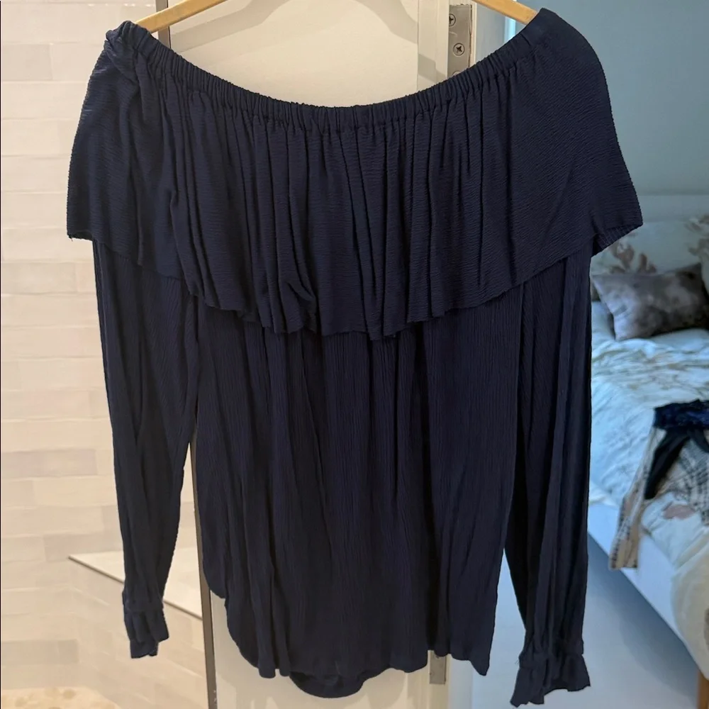 Ella Moss Navy Ruffle Blouse
